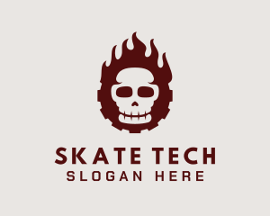 Skull Flaming Cog logo design