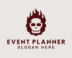 Nightclub - Skull Flaming Cog logo design