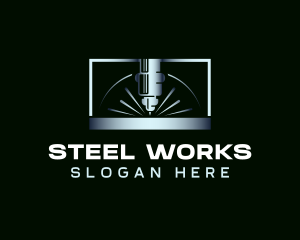 Steel Cutting Machine Laser logo design