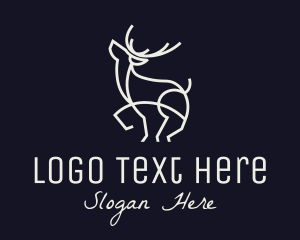 Forest Animal - Monoline Reindeer Gallop logo design