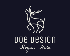 Doe - Monoline Reindeer Gallop logo design