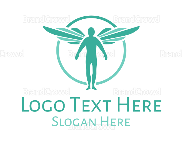 Teal Angel Wings Logo