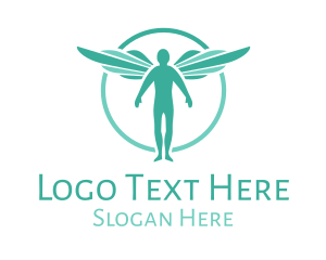 Heaven - Teal Angel Wings logo design