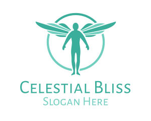 Teal Angel Wings logo design