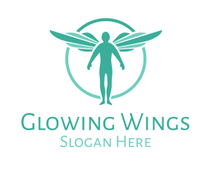 Teal Angel Wings logo design