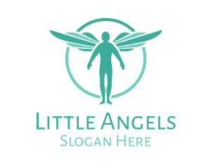 Teal Angel Wings logo design