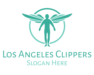 Teal Angel Wings logo design