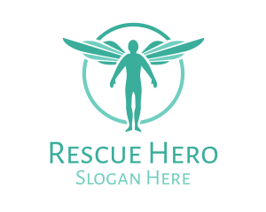 Savior - Teal Angel Wings logo design