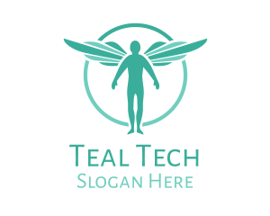 Teal Angel Wings logo design
