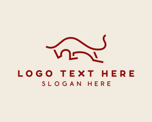Ox - Running Charging Bull logo design