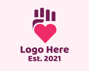 Fist - Love Hand Heart logo design