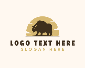 Horn - Wild Bison Buffalo logo design