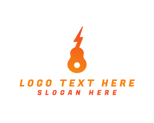 Music Store - Music Lightning Guitar logo design