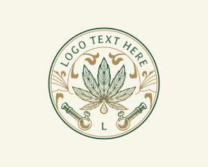 Badge - Cannabis Oil Dispensary Pipe logo design