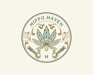 Cannabis Oil Dispensary Pipe logo design