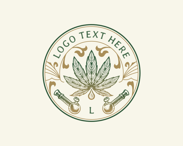 Badge - Cannabis Oil Dispensary Pipe logo design