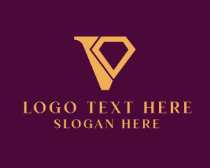 Letter V - Diamond Jewel Letter V logo design