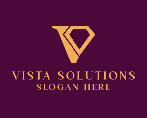 Diamond Jewel Letter V logo design