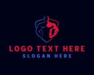 Strength - Muscular Man Fitness logo design