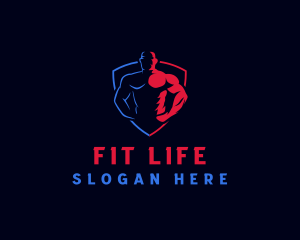 Muscular Man Fitness logo design