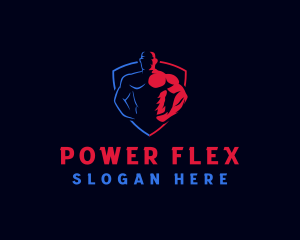 Muscular Man Fitness logo design