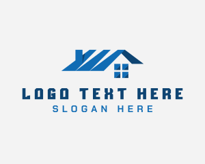 Town House - Blue Home Roofing logo design