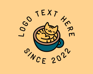 Caffeine - Sleeping Cat Cafe logo design