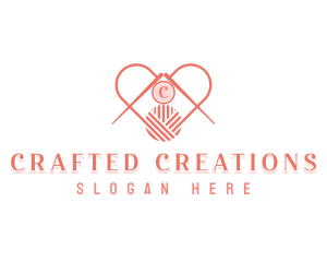 Knitting Yarn Heart logo design