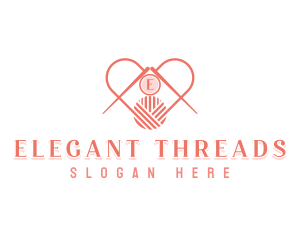 Knitting Yarn Heart logo design