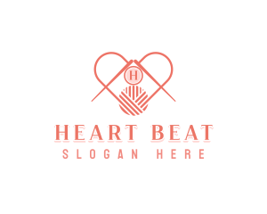 Knitting Yarn Heart logo design