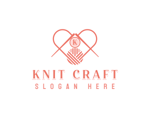 Knitting Yarn Heart logo design