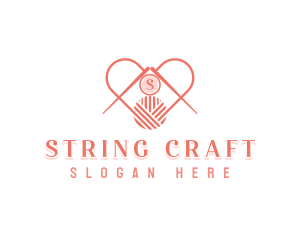 Knitting Yarn Heart logo design