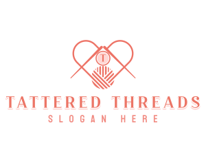 Knitting Yarn Heart logo design