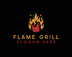 Chicken Flame Grill logo design
