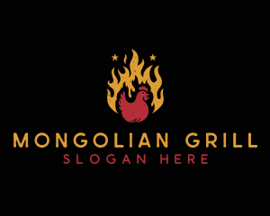 Chicken Flame Grill logo design