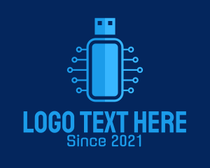 Server - Blue USB Network logo design