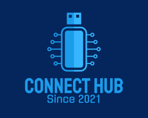 Blue USB Network  logo design