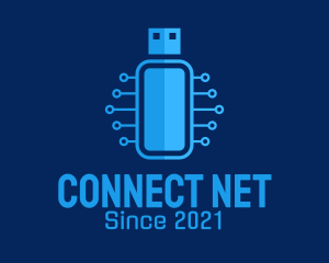 Blue USB Network  logo design