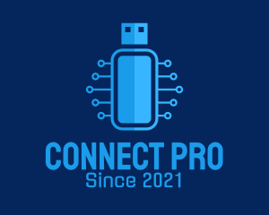 Blue USB Network  logo design
