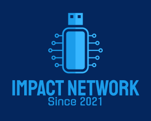 Blue USB Network  logo design