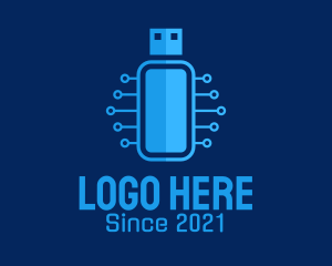 Electronics - Blue USB Network logo design