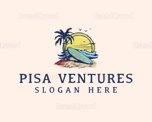 Surfing Beach Getaway Logo