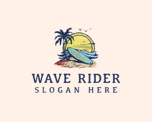 Surfing Beach Getaway logo design