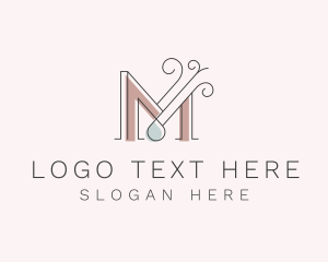 Letter M - Elegant Ornate Droplet logo design