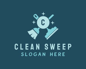 Mopping - Cleaning Janitorial Housekeeping logo design