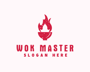 Wok - Hot Fire Bowl logo design