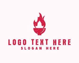 Chinese Food - Hot Fire Bowl logo design