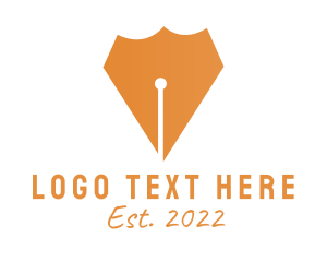 Quill - Orange Pen Shield logo design