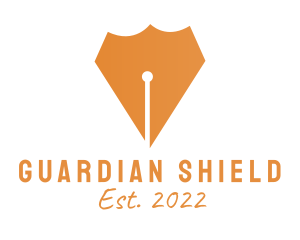 Orange Pen Shield logo design