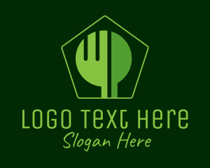 Fast Food - Fork Knife Tree Cafeteria logo design